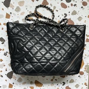 Vintage CHANEL black shopping tote